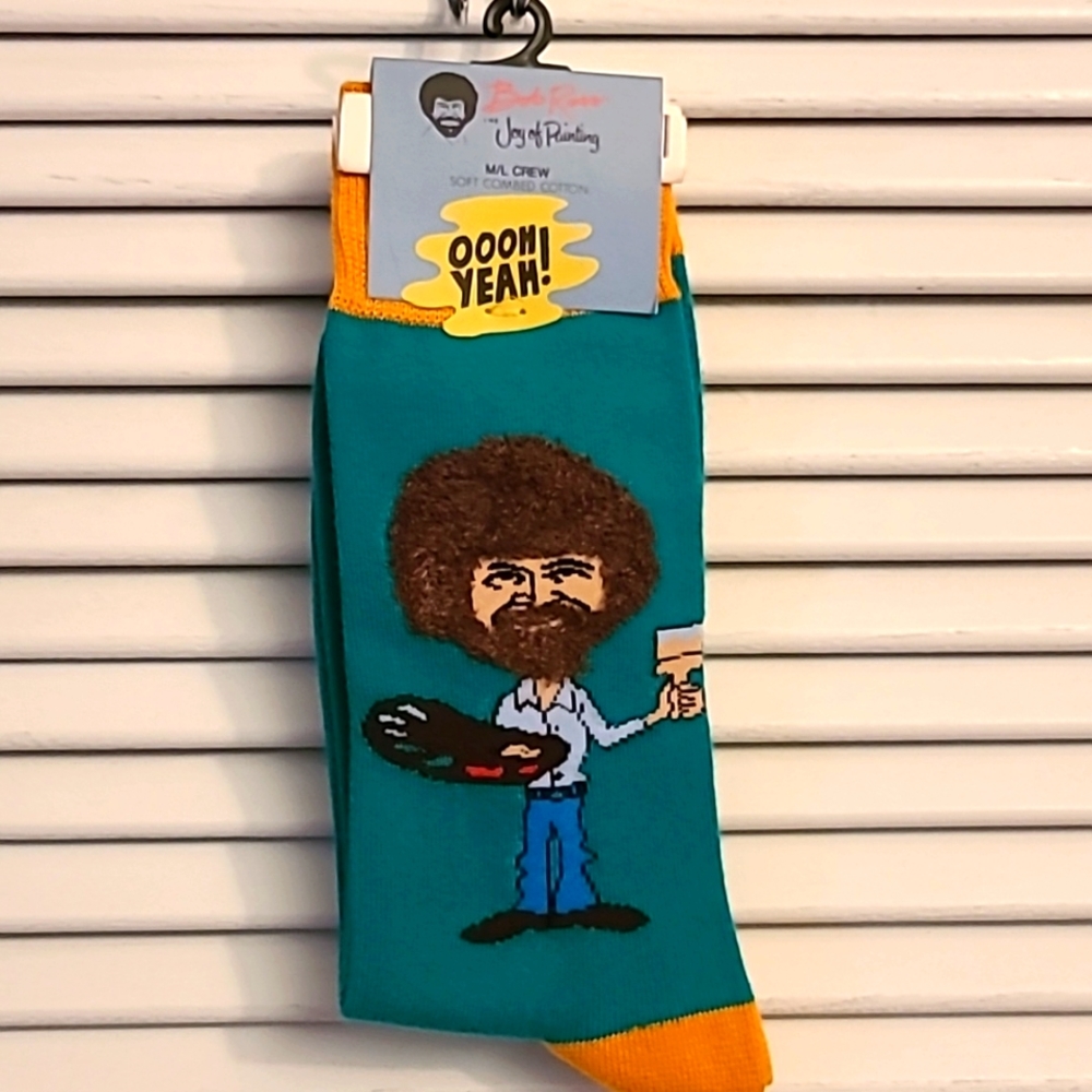Unisex Socks, Bob Ross™️ Joy of Painting M/L Crew sock.